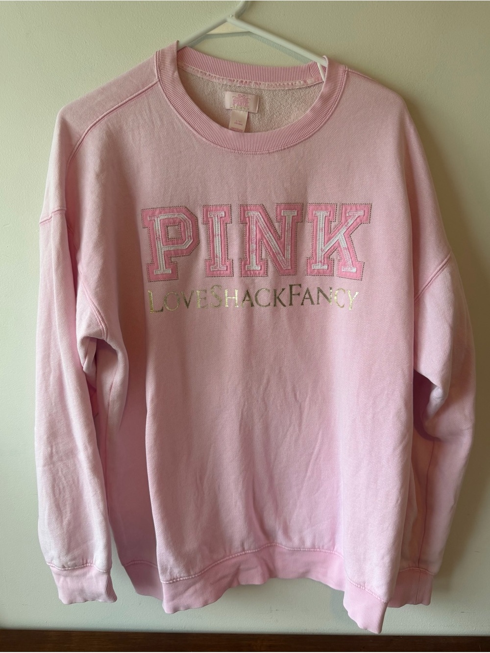 PINK LoveShackFancy Crew Sweatshirt Pink Lollipop L